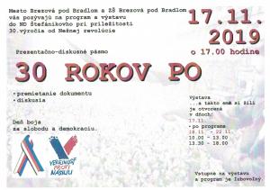 Pozvánka na program a výstavu 30 rokov po 1