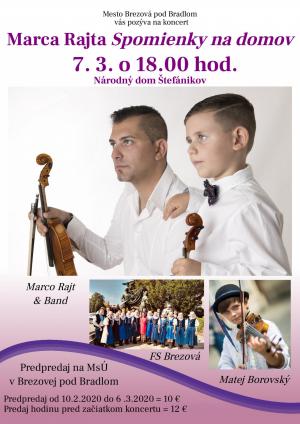Pozývame Vás na koncert Marca Rajta Spomienky na domov 1